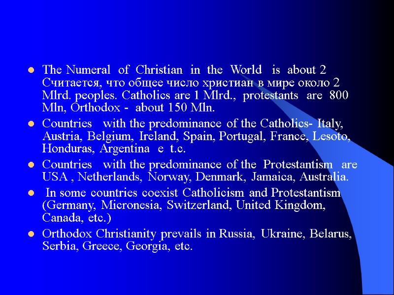 The Numeral  of  Christian  in  the  World  